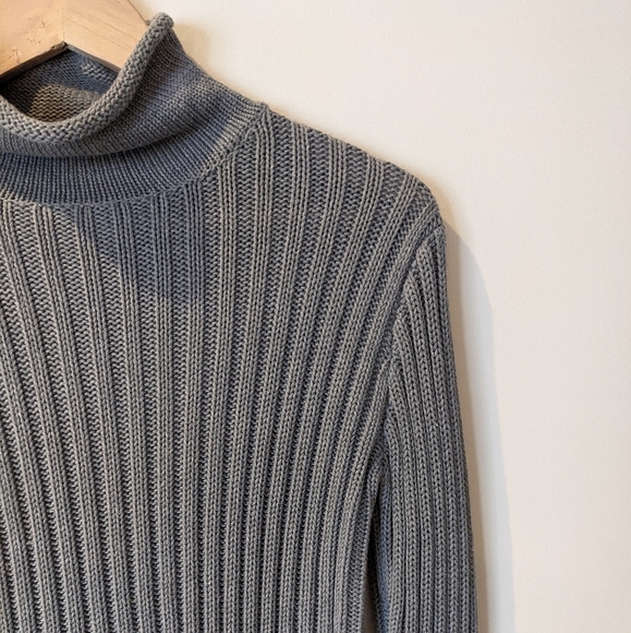 Vintage 90s Gray Chunky Knit Turtleneck Size Medium - Picture 3 of 9